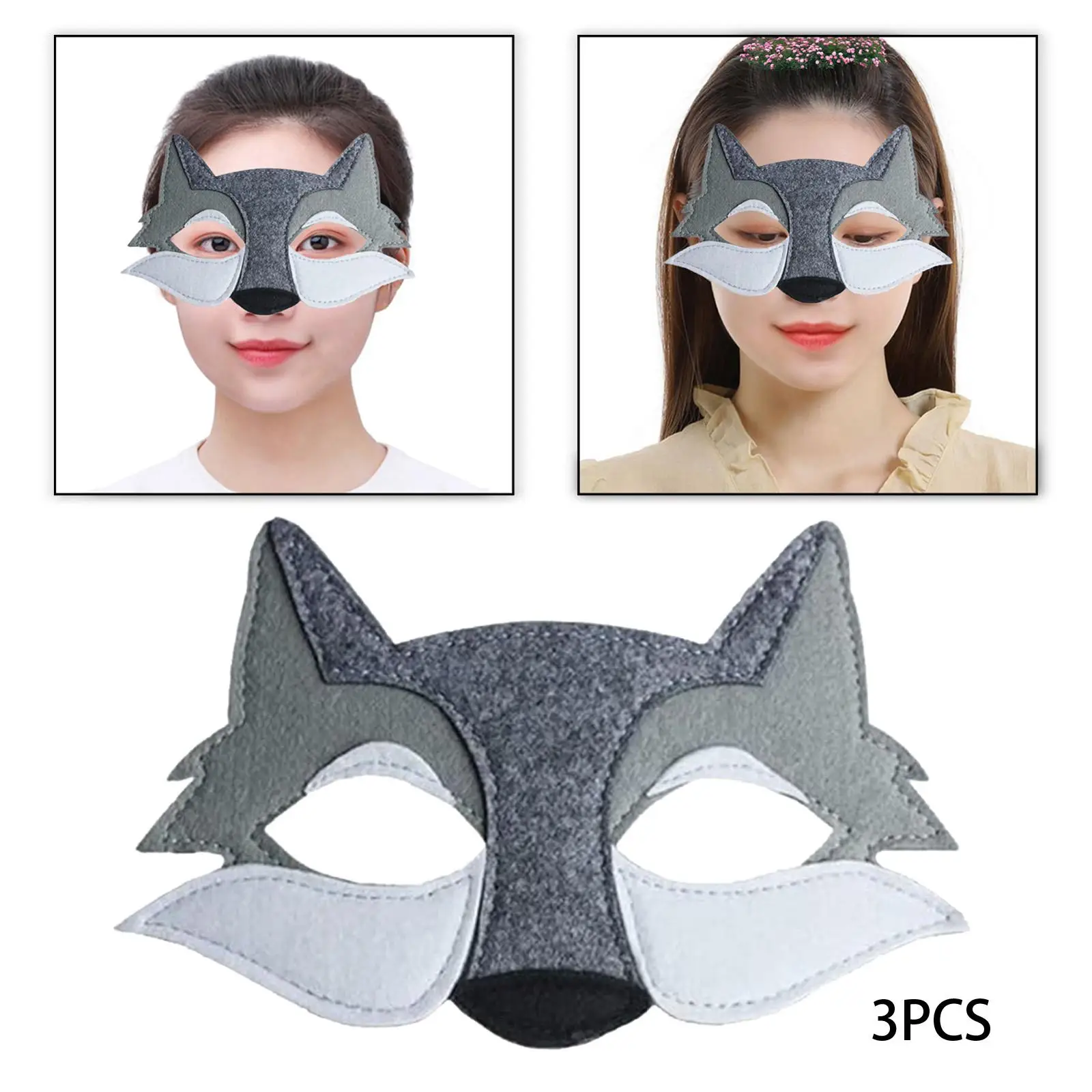 

3Pcs Wolf Mask Funny Props Face Mask Face Cover Animal Mask Masquerade Mask for Festival Easter Party Favor Fancy Dress Birthday
