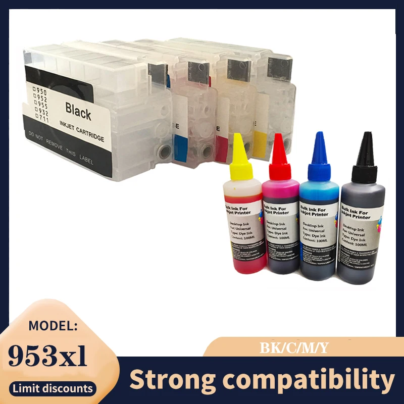 

vilaxh 953XL Refillable Kit Ink Cartridge 953 With Chip For HP OfficeJet Pro 7720 7740 8210 8216 8710 8715 8720 8725 8730 8740