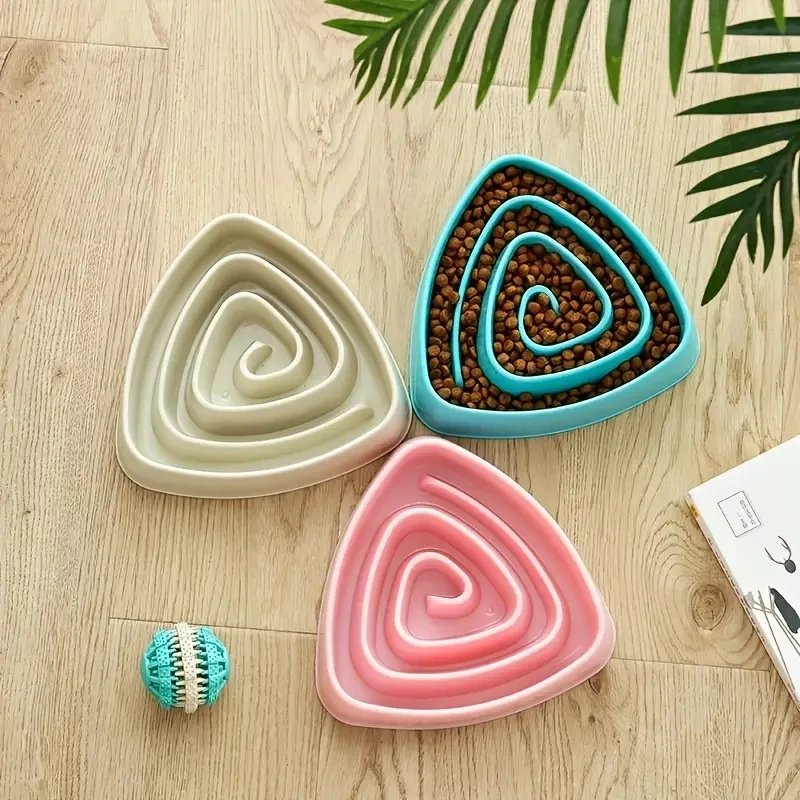 TriangleDesignSlowFeederDogBowlAntichokingPlasticDogPuzzle