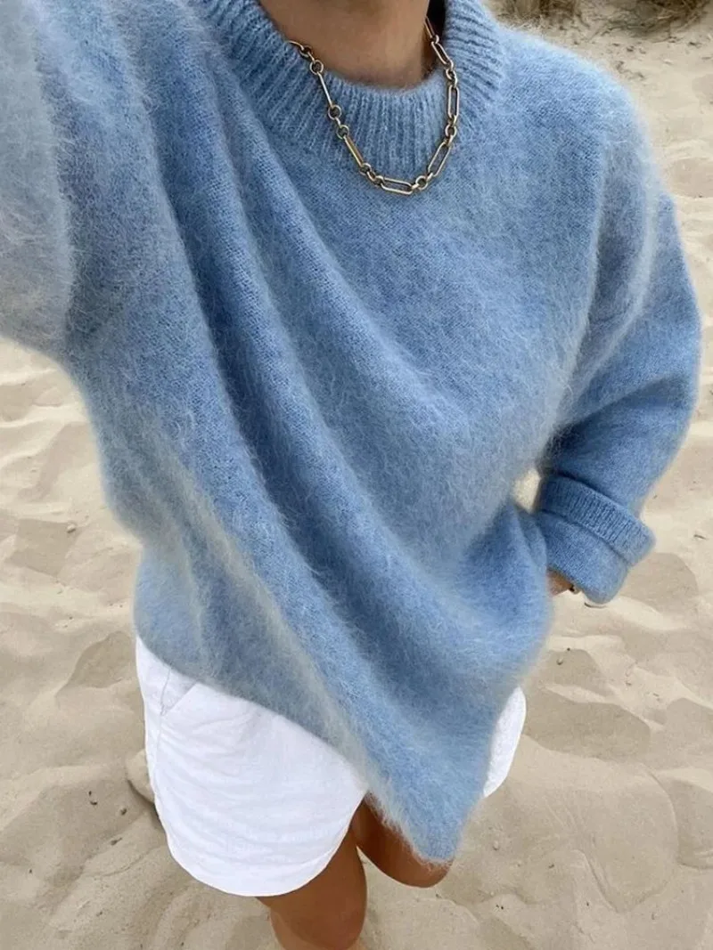 Winter Korean Women Solid Knitted Sweater spring Autumn Fashion O-neck Long Sleeve Pullover Tops Female Casual Loose Hoodies Y2k