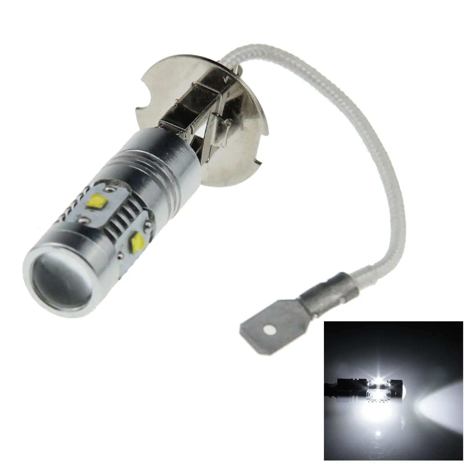 

1x белая задняя лампа RV H3, передняя лампа, 5 излучателей, светодиодная фотолампа CREE