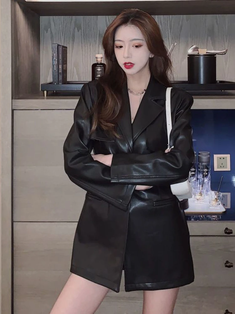 The Same Super Sa Hong Kong Style Belt Windbreaker 2022 Autumn Waist Closing Thin Medium Long Leather Dress Women