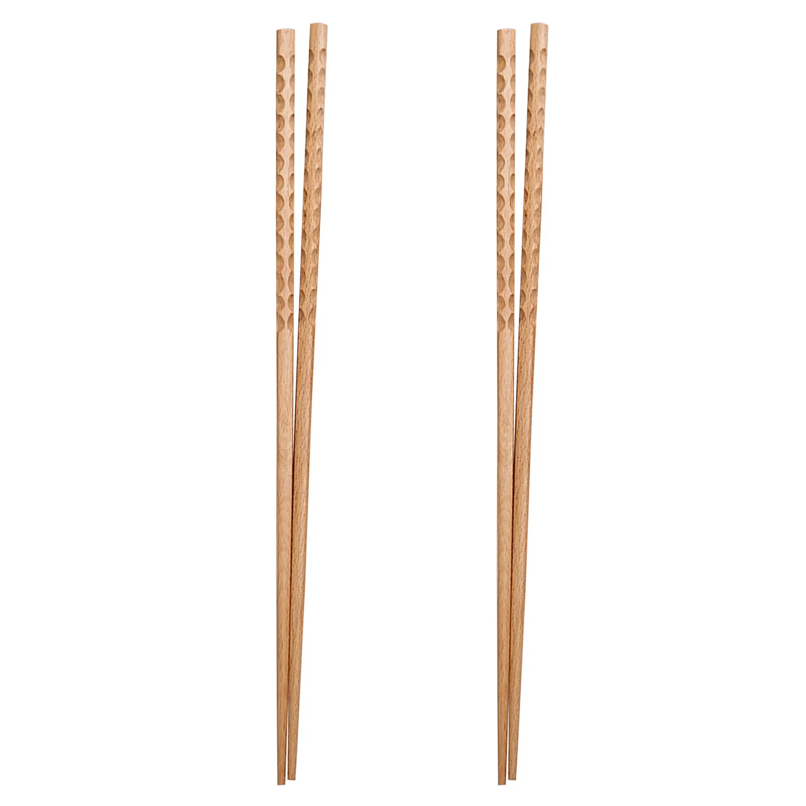 

2 Pairs Flatware Long Wood Chopsticks for Cooking Tableware Stainless Steel Wooden Hot Pot