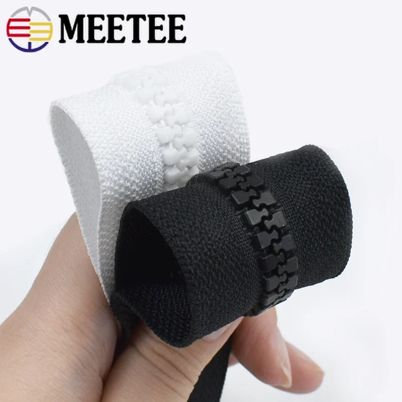 Meetee 레진 지퍼 더블 슬라이더 오픈 엔드 지퍼 다운 재킷 코트 텐트, 블랙 지퍼, DIY 바느질 의류 액세서리, 8 , 60-250cm
