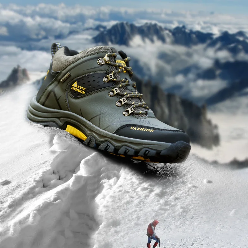 2023 New Men Boots Outdoor Climbing Breathable Men Sneakers Work Ankle Boot Male Hiking Boots High Top Non-slip Training Shoes
