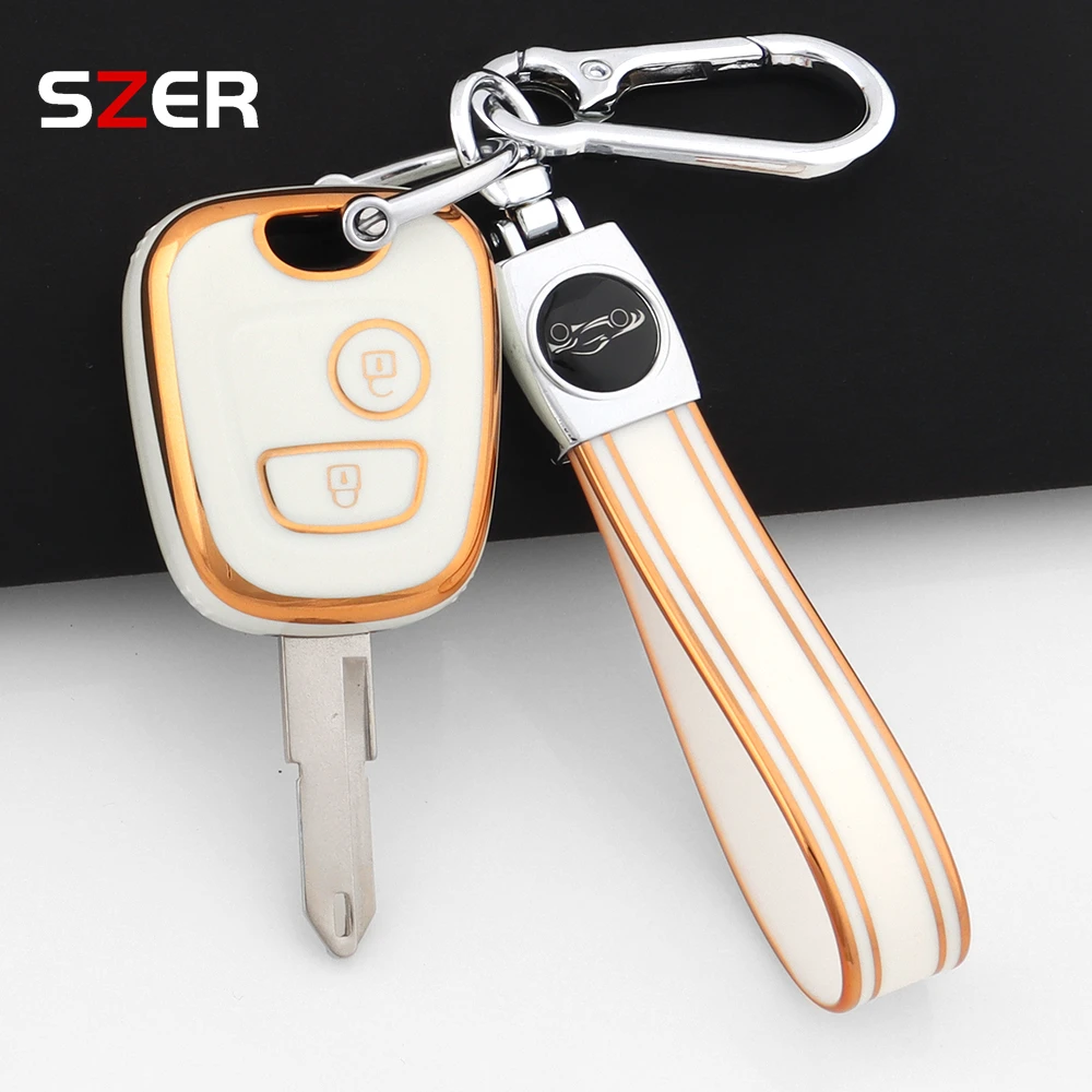 Key Case Key Case 2 Button TPU Car Smart Key Cover Protected Keychain Fob For Peugeot 107 206 207 307 For Citroen C1 C2 C3 C4 Toyota Aygo