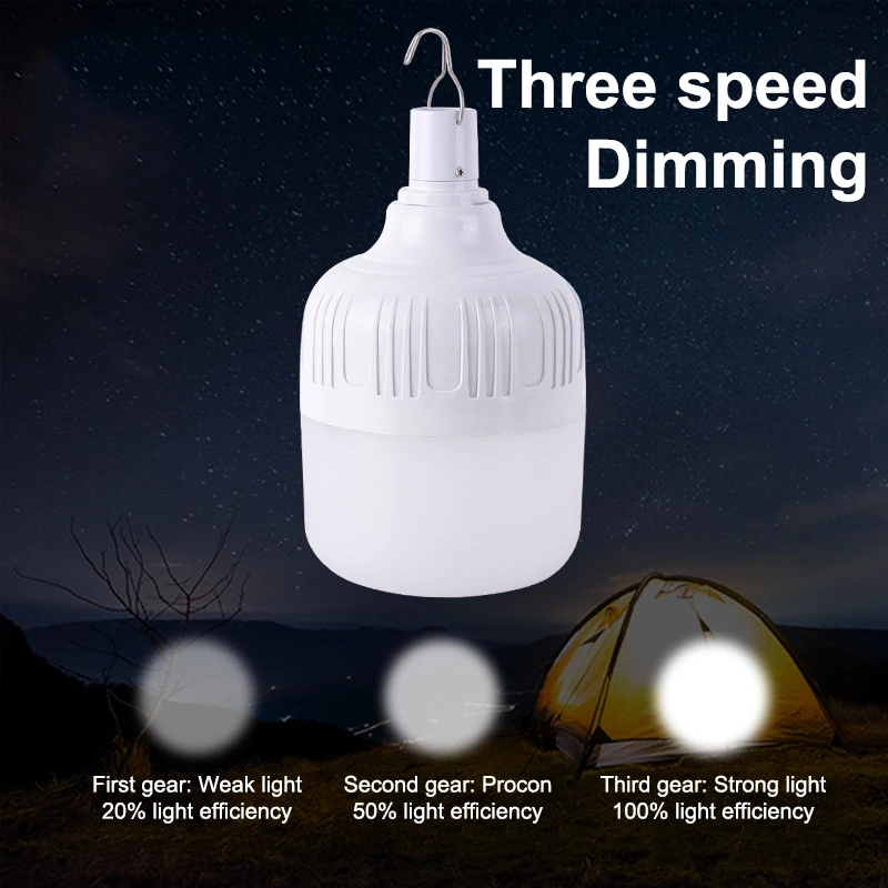 Camping Light 500/60W USB Rechargeable LED Emergency Lamp Outdoor Portable Lanterns Hook for BBQ Tents Battery Bulb