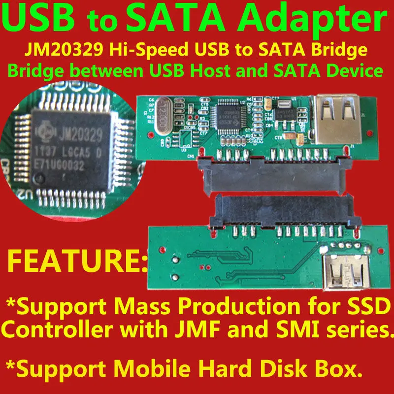 SATA to USB Bridge Board JM20329D Adapter Support JMFx & SMIx series SSD MP Open Card e.g. SM2258/2246EN/2246XT,JMF667H667/605