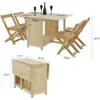 Solid Wood Folding Dining Table and Chair Set with Storage – Foldable Dining Table, Small Drop Leaf Kitchen Table 2