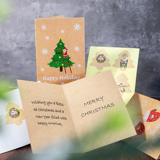 Cartes de joyeux noël avec enveloppes, carte-cadeau Kraft en