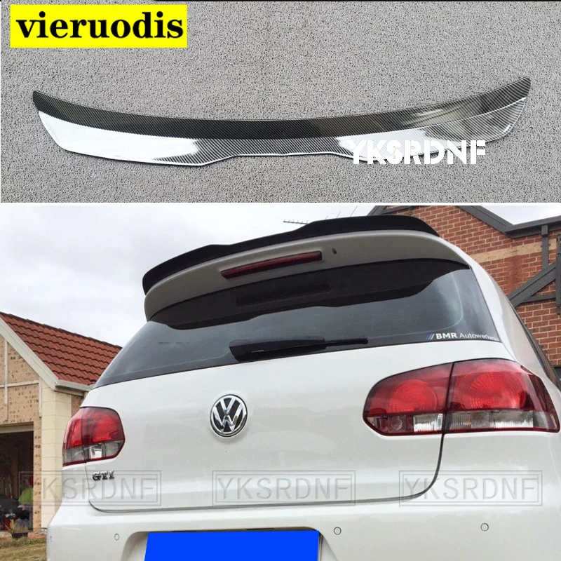 For VW GOLF MK6 GTI & R 2008 2012 Hatchback Spoiler ABS Carbon Fiber Color Car Tail Wing
