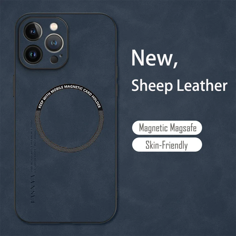 Vintage Sheepskin Leather Magnetic Phone Case Cover