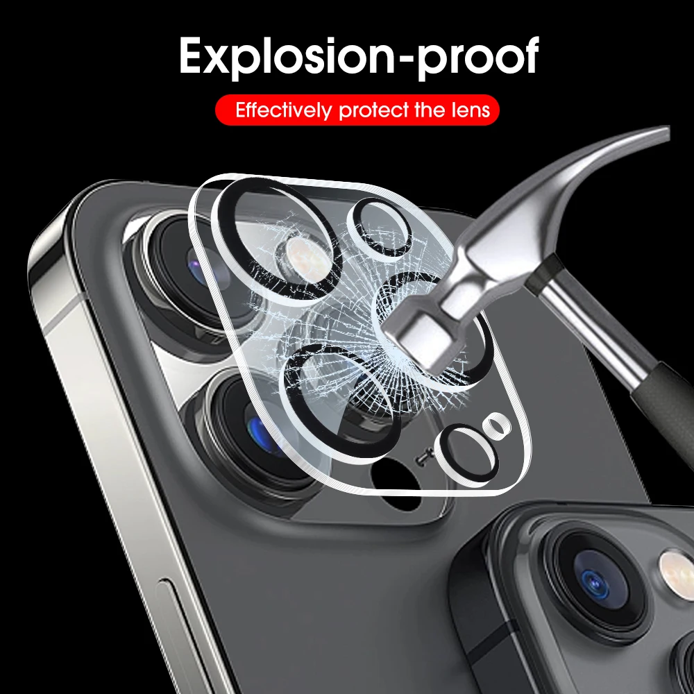 Protezione per obiettivo fotocamera per iPhone 13 14 15 16 Pro Max Plus, cover protettiva per schermo per iPhone 13 Mini, vetro temperato per obiettivo fotocamera - immagine 4