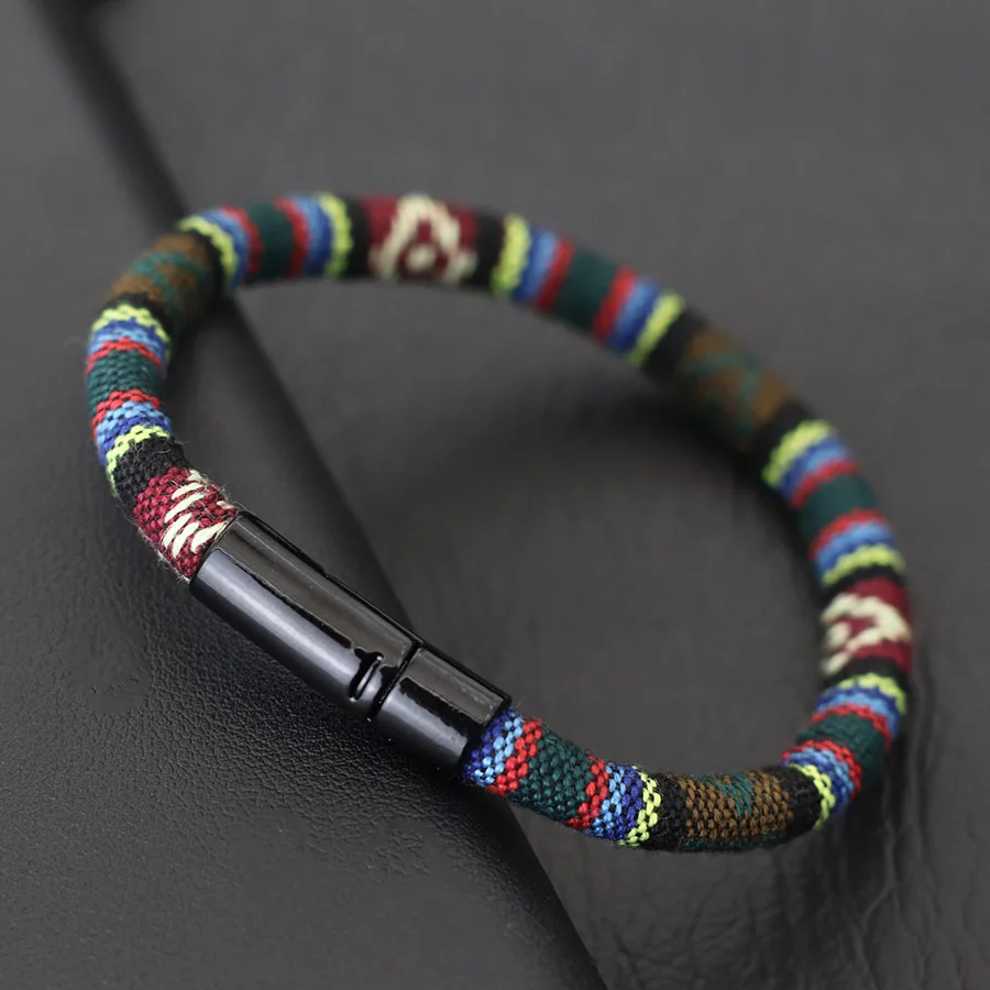 Bohemian Seil Armband Für Männer Doppel Versicherung Schnalle 6mm Stoff Armband Strand Surfen Casual Zubehör Wrap Pulseria Hombre – Detail 12