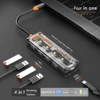 5 IN 1 Transparent USB C HUB USB Splitter Type C HUB for Macbook Pro Air Laptops PC Accessories Docking Station Hub USB C Rj45 2