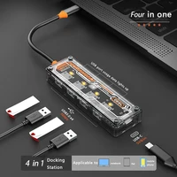 5 IN 1 Transparent USB C HUB USB Splitter Type C HUB for Macbook Pro Air Laptops PC Accessories Docking Station Hub USB C Rj45 2