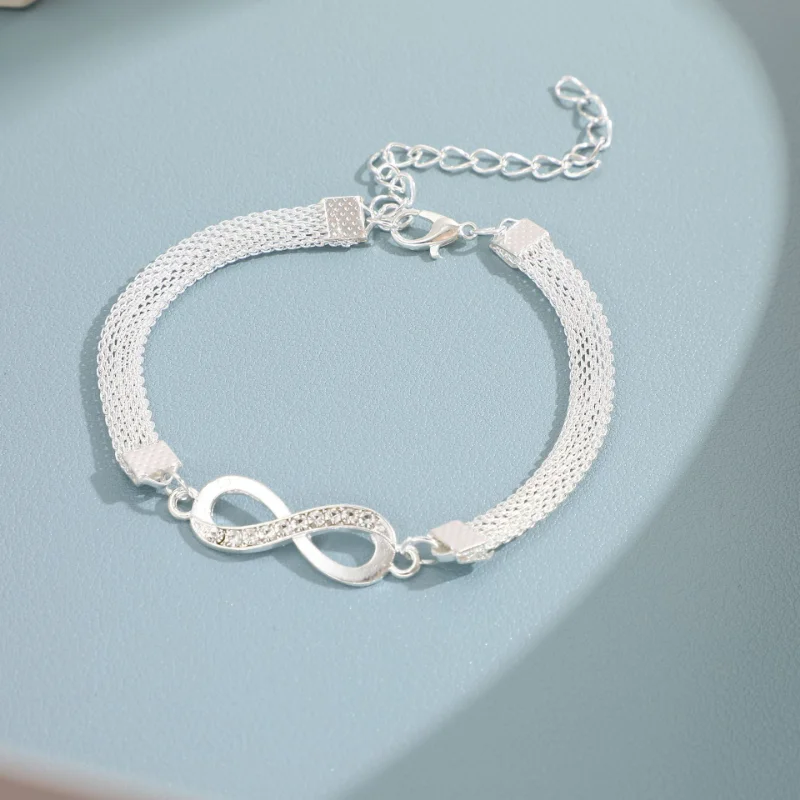 Rhinestone Infinity Bracelet Men's Women's Anklets Jewelry 8 Number Pendant Charm Blange Couple Bracelets for Lover Friend