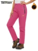 TACVASEN Winter Fleece Lined Warm Waterproof Pants Womens Zipper Pockets Soft shell Work Pants Outdoor Hiking Ski Snow Trousers 4