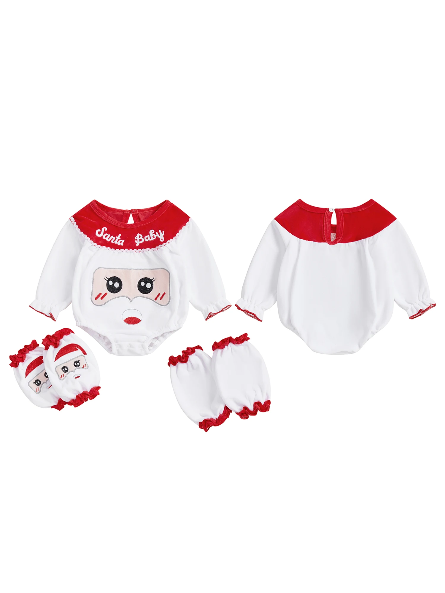 Infant Holiday Ensemble Cozy Knit Sweater and Pants Set with Festive Embroidery and Matching Booties 3 Pcs Outfit