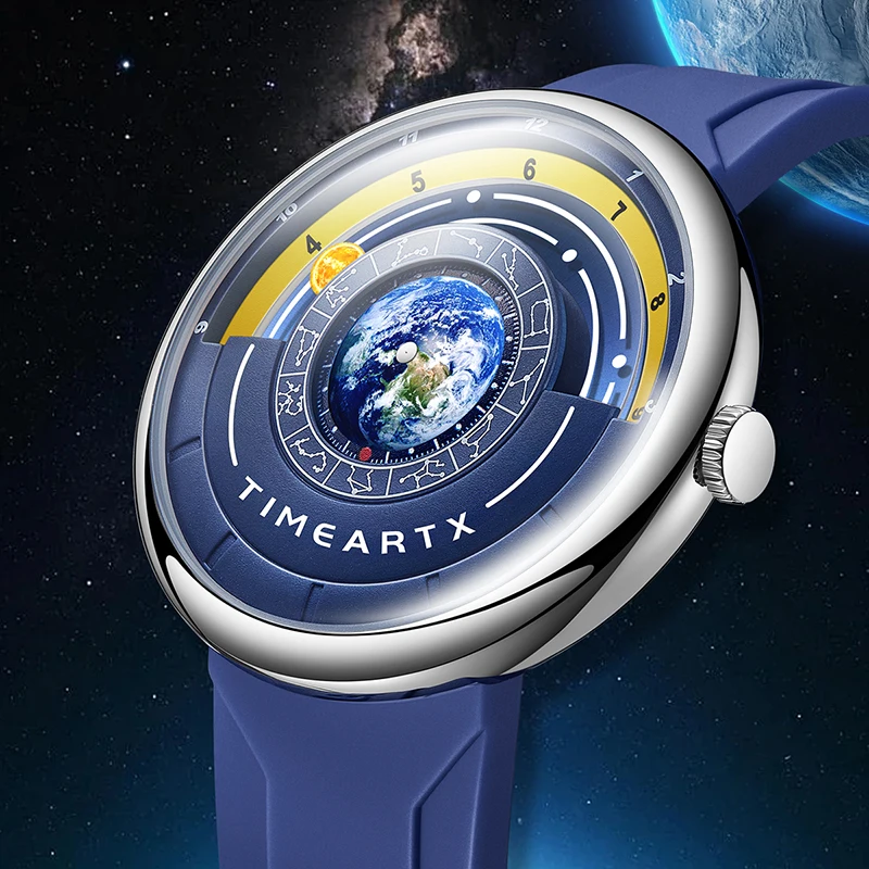 Men's Sports Watch Unique Earth Pointer Design Silicone Strap Waterproof 1