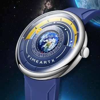 Men's Sports Watch Unique Earth Pointer Design Silicone Strap Waterproof 1