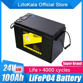 LiitoKala-batería Solar para coche de Golf, 24V, 100Ah, LiFePO4, para carretilla elevadora, paquete de batería impermeable para inversor, Sistema solar, motor de barco 1