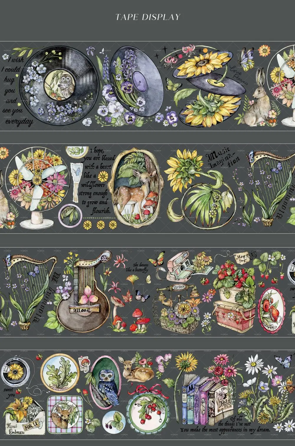 

Flower Music Journal Decoration PET Tape D10