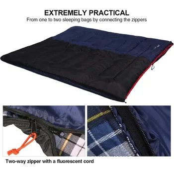 REDCAMP Cotton Flannel Sleeping Bag for Camping Backpacking, Adults Cold Weather Envelope Sleeping Bags with 2/3/4lbs Filling 5