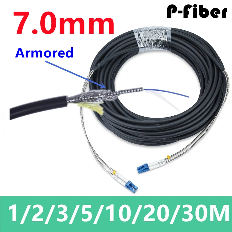 

7.0mm Armored jumper 2 cores 1m2m3m5m10m15m20m25m30m outdoor fiber optic patchcord 2C CPRI LC SC FC ST APC waterproof FTTH ELINK