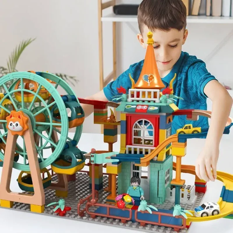 

Puzzle Marble Run Architecture Castle Building Blocks Car Action Figures Friends Children Educational Toys For Children Gift