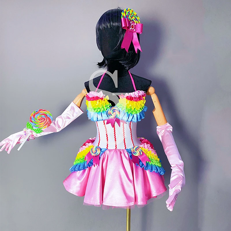 

Singer Stage Costume Bithday Party Candy Color Dress Gloves Adult Festival Carnival Clothing Sexy Drag Show Outfit