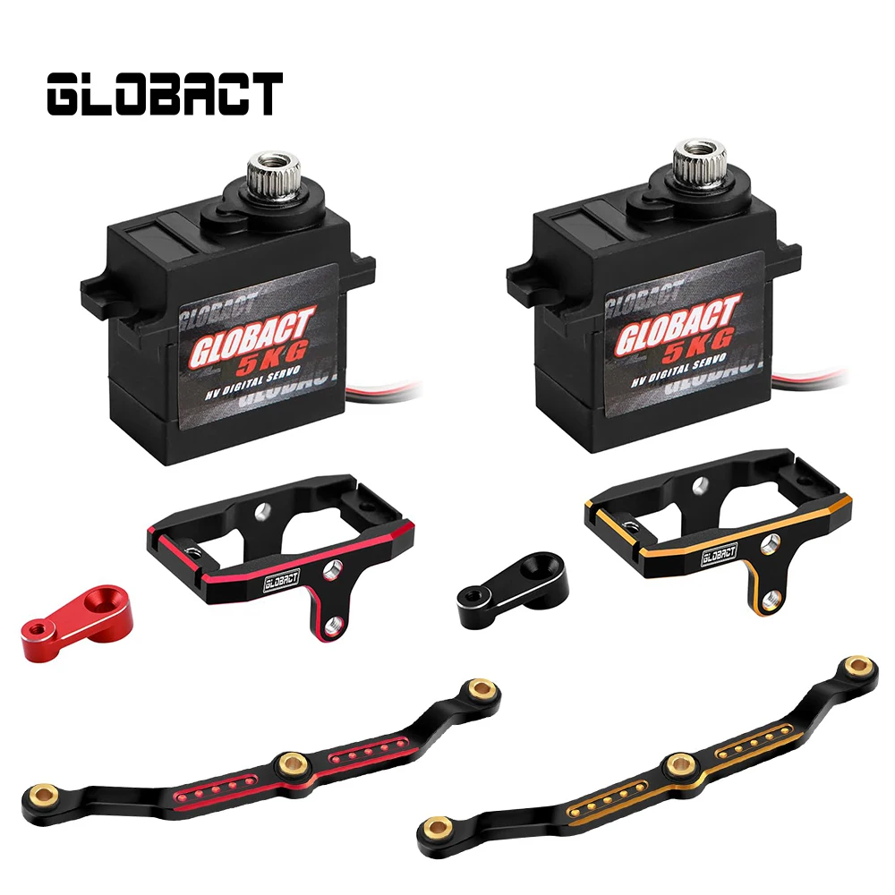 

Globact Servo Metal Gear High Torque Digital Servo Mount Arm Steering Link Set for 1/18 TRX4M RC Crawler Car Upgrades Parts