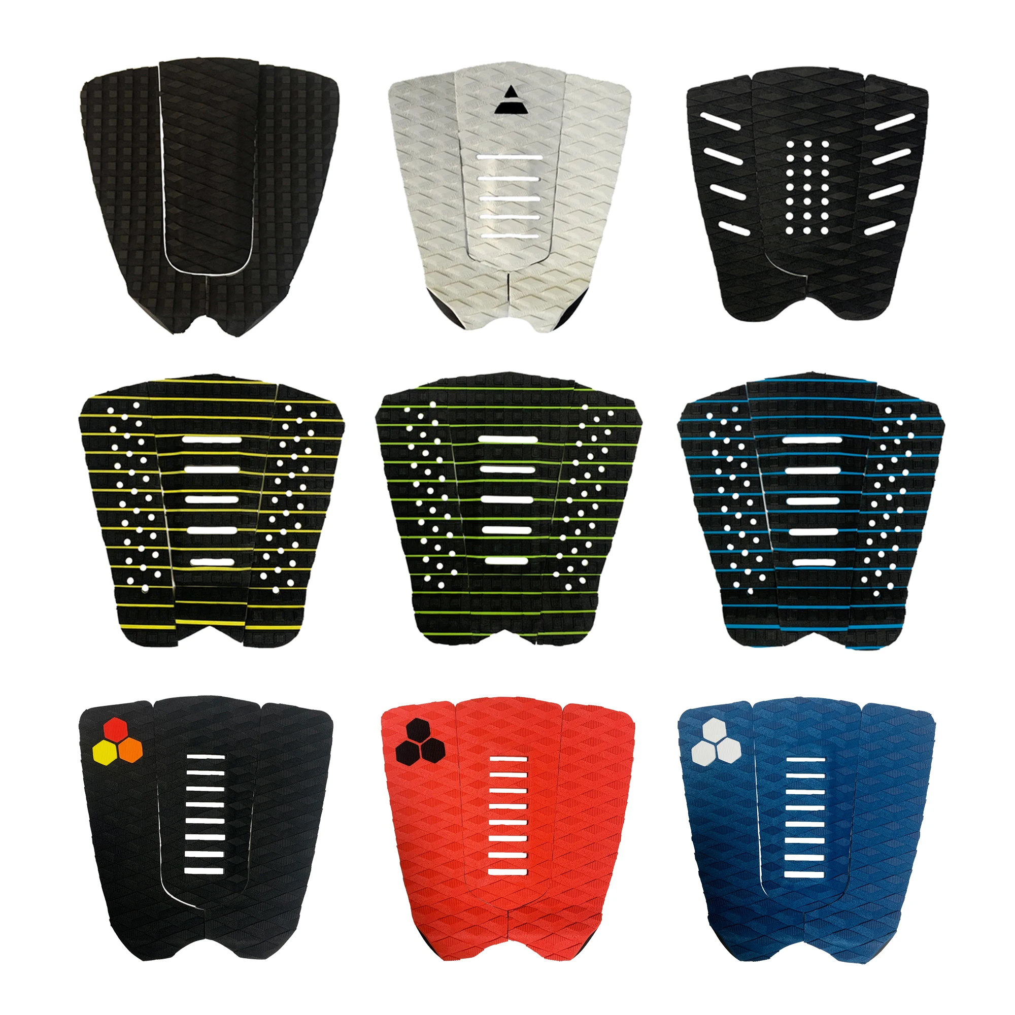 Skimboard Traction Tail Pad 3 Piece Stomp Pad SUP Foot Pads Surf Kiteboard EVA Deck Grip 3 piece surfboard deck pads sup stomp foot pad skimboard tailpad surf kiteboard eva deck grip