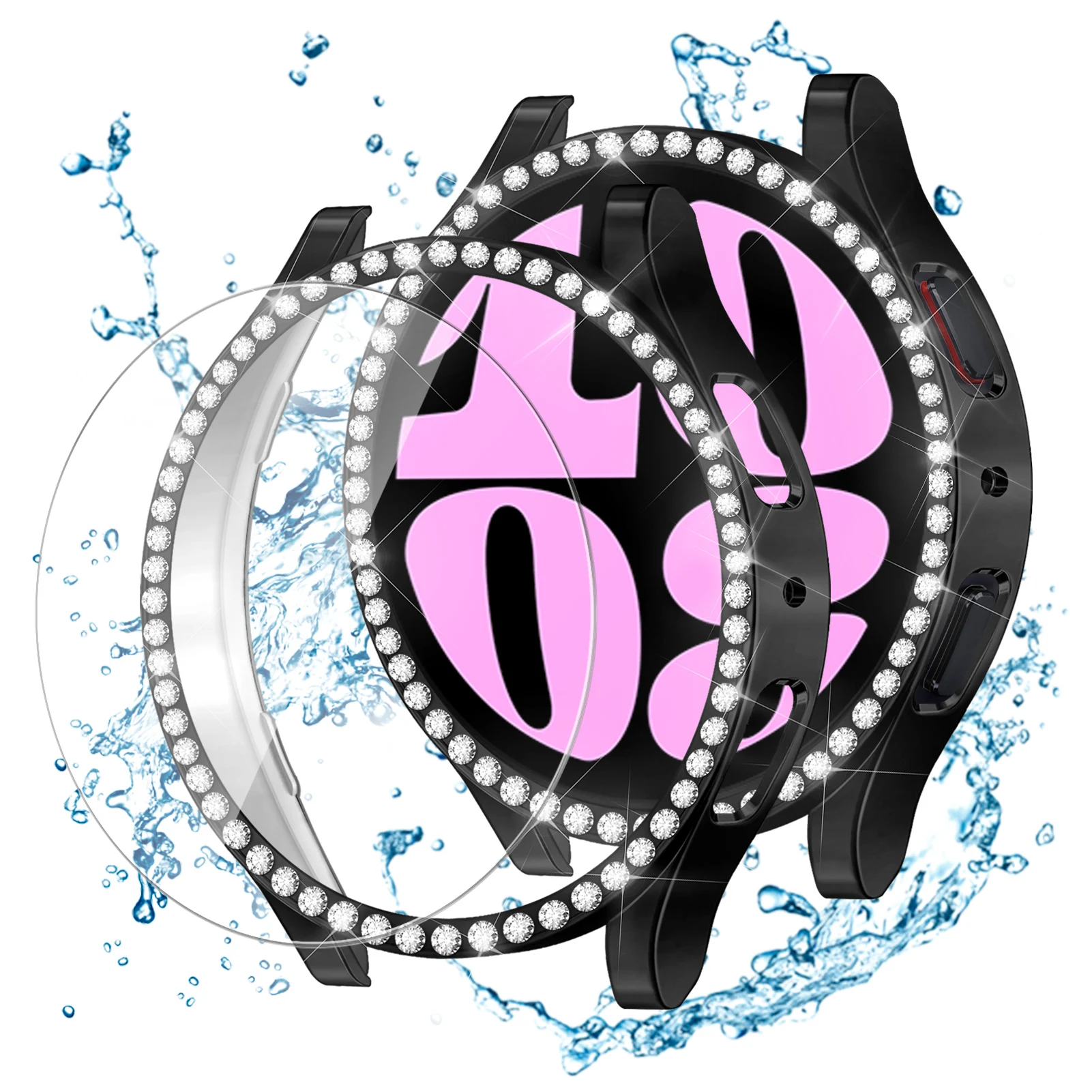 Bling Diamond Glass and Case Set with Screen Protector - Luxury Watch Accessory Cover