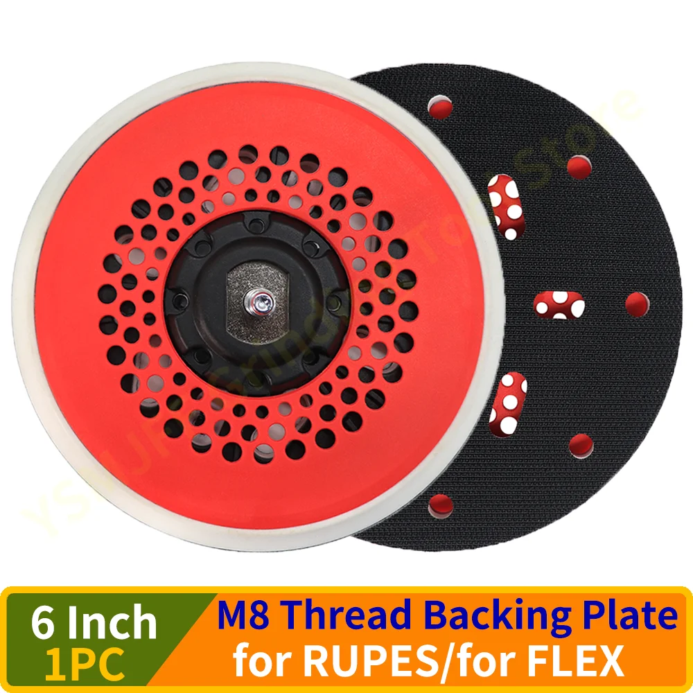 

6 Inch Hook & Loop Sanding Pad with M8 Thread Backing Plate for FLEX / RUPES Dust Free Electric Polishing Machine Car Cleaning
