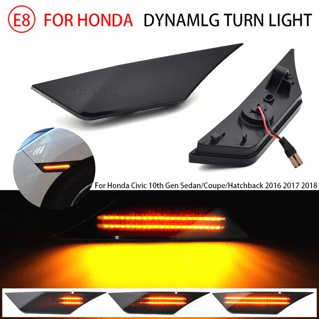 thumbnail image 2 of Smoked Switchback LED Side Marker Light DRL Parking Lamp For Honda Civic 16-21 2 of 14