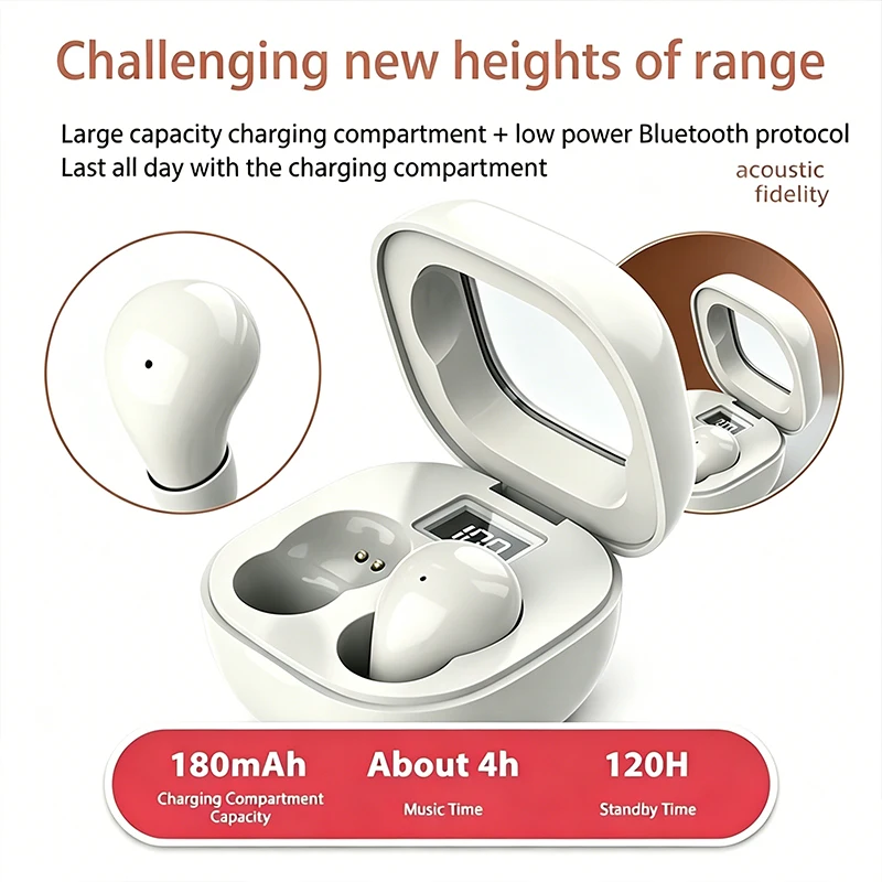 Sleek Wireless Bluetooth Earphones - Compact & Invisible with Premium Bass Sound