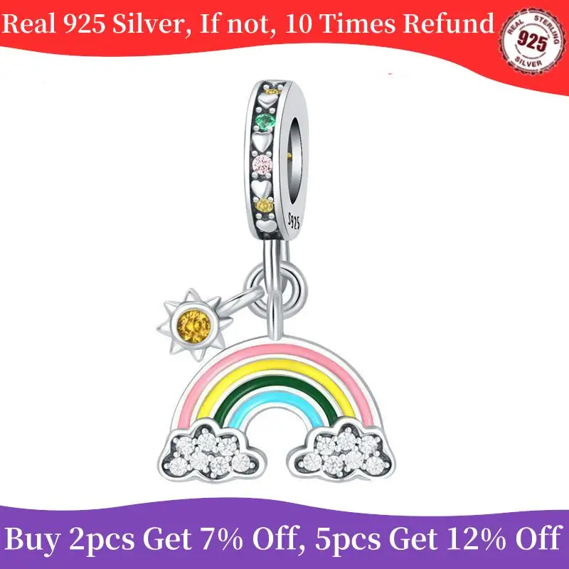 

Подвеска-Шарм «маленькое солнце» из серебра 925 пробы с радужными бусинами