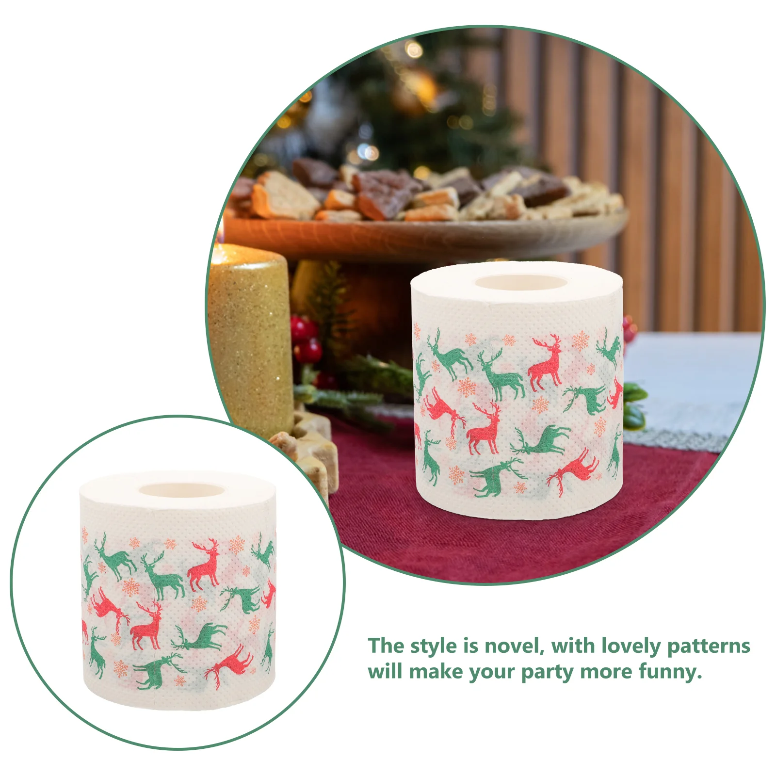 Christmas Deer Tissue Toilet Tissue Supply Household Toilet Wood Pulp Table Printed