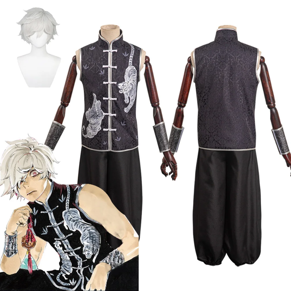 

Anime Jigoku Raku Gabimaru Cosplay Costume Vest Pants Wigs Adult Men Fantasia Halloween Carnival Party Disguise Clothes Suit