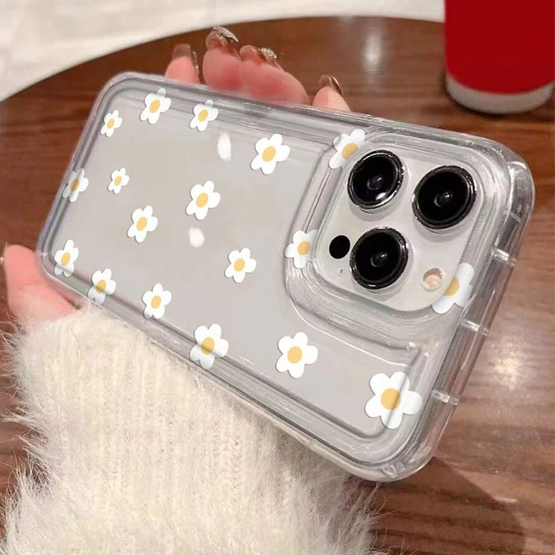 Summer Yellow and White Floral Fragments Clear Phone Case Cover