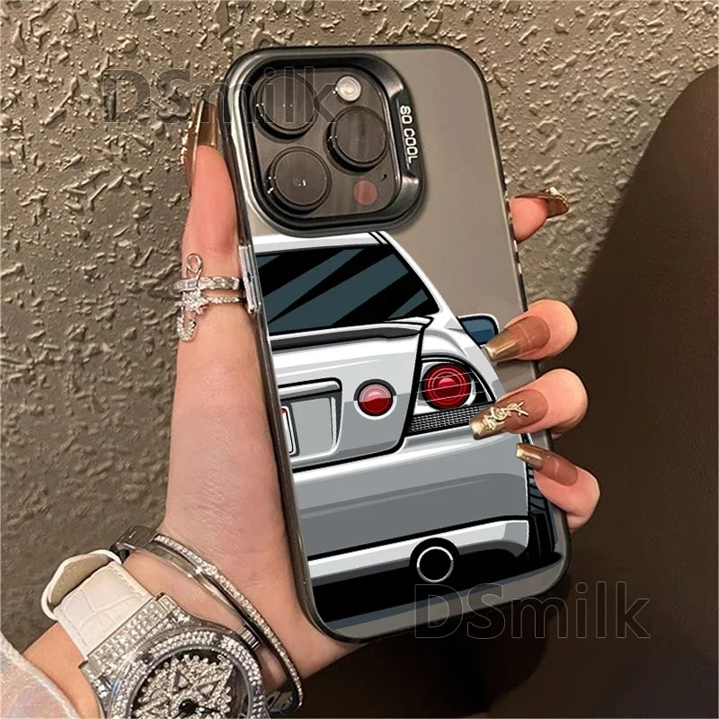 JDM Car Design Laser Hard Phone Case – Durable PC+TPU Protective Back Cover