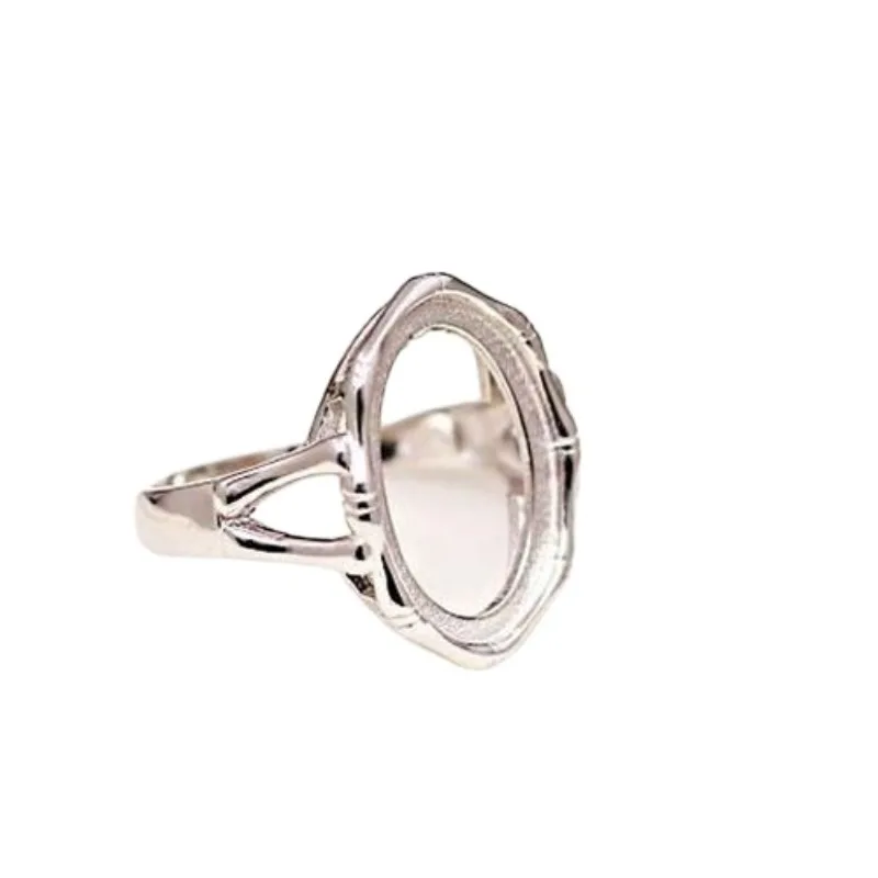 

Engagement 925 Sterling Silver Ring Women Ring 13x18mm Oval Cabochon Semi Mount Fine Jewelry Setting for Gemstone