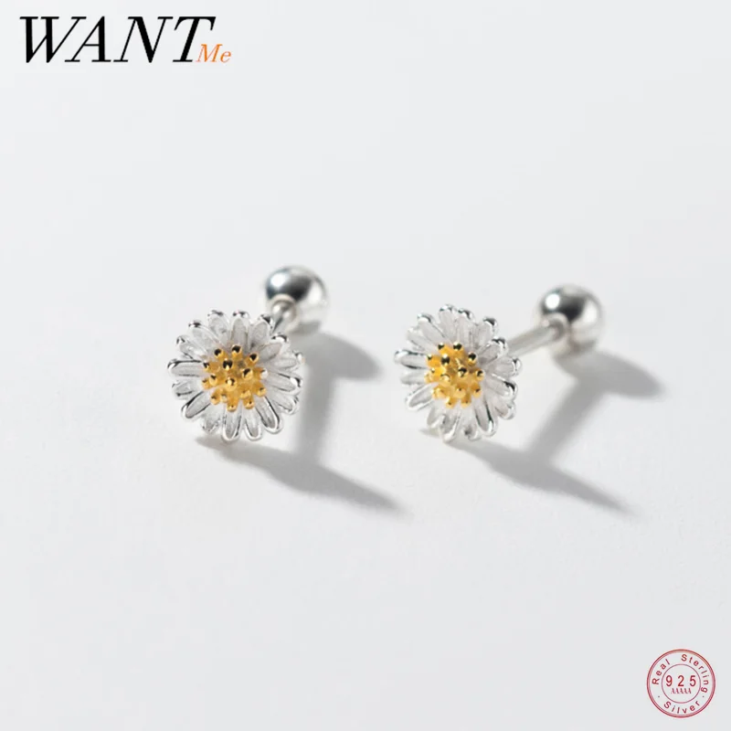 925 Sterling Silver Screw Beads Stud Earrings for Women silver earrings silver stud earrings