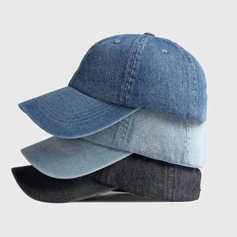 Unisex Solid Denim Baseball Cap Blank Washed Jean Hat Casquette