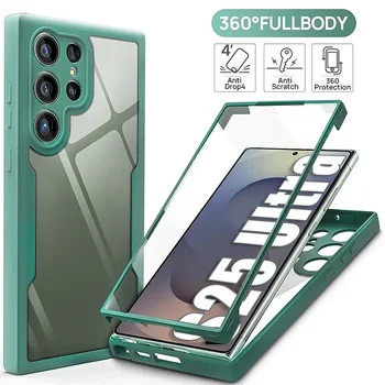 360 °   Proteggi HD Custodia Completa Trasparente Per Samsung Galaxy S25 Edfe Ultra Plus S24 S23 S22 S21 S20 FE TPU + PMMA Armatura Copertura Del Telefono