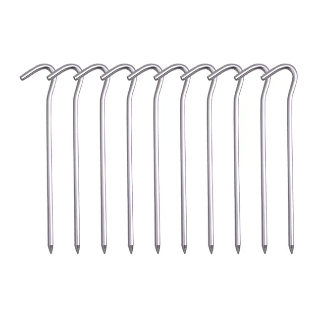 5/10PCS/Set 18cm Aluminum Alloy Tent Spikes With Hook Garden Stakes Ground Spikes for Hammock Camping Wind Rope Awning Canopy,tent wind rope hook,tent pegs
