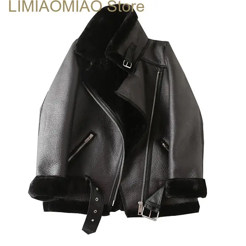 New women's jacket with extra thick warm and extra thick lamb feather rider jacket with artificial fur