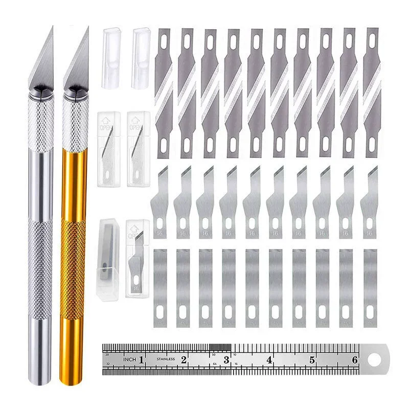 #11 #23 Non-Slip Metal Scalpel Knife Kit Cutter Engraving Multi-function Scalpel Steel Blades PCB DIY Repair Wood Carving Tools