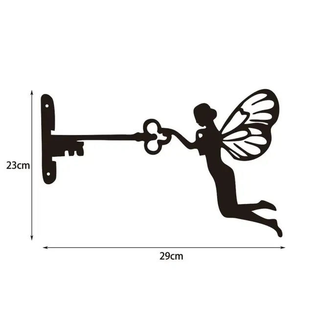 Fém Vas Rusztikus Ülő Tündér Sziluett Kert Otthoni Fali Művészet Szobor Háztáji Gyep Terasz Fa Dekoráció - Image 6